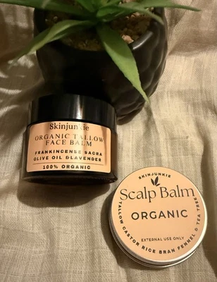 SKINJUNKIE ORGANIC SKINCARE TALLOW DUO SET FRANKINCENSE FACE BALM & SCALP BALM 2x35g