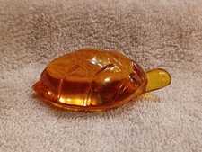 Baccarat Crystal Turtle Figurine Paperweight Orange Amber France