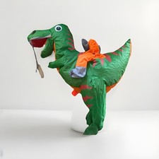 Riding a Green Dinosaur Costume, Blow-up Dinosaur Halloween Ride On Inflatable