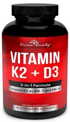 Divine Bounty Vitamin K2 (MK7 & MK4) 90 Count (Pack of 1), Dark Amber Bottle 