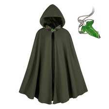 Medieval Costume Cloak with hood men Adult Renaissance Hooded Cloak with Green L