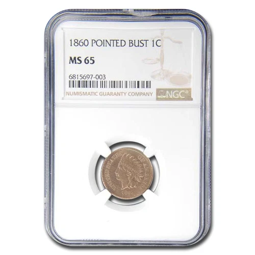 1860 Indian Head Cent MS-65 NGC (Pointed Bust)