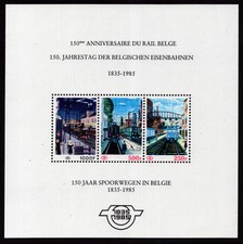 BELGIUM - 1985 Anniversary Belgian Railway set+souv sheet #Q464-5 - cat $200 MNH