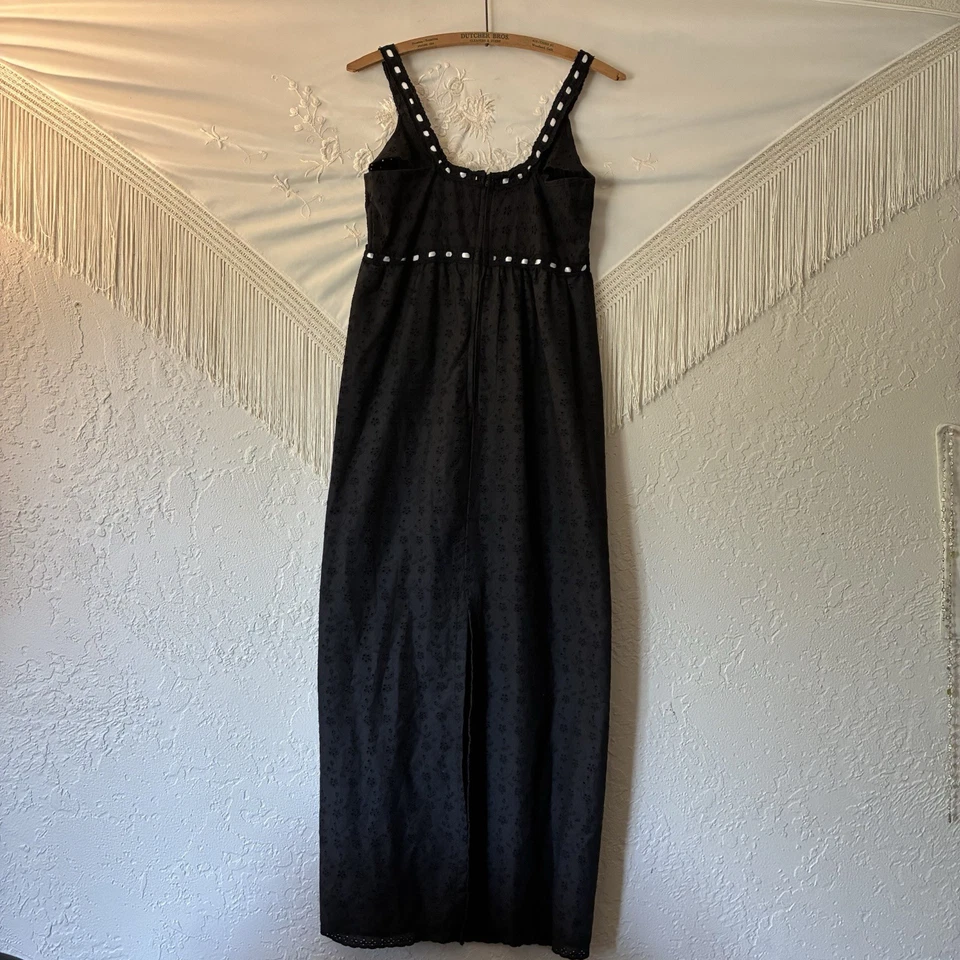 Vestido maxi Betsey Johnson anos 90 preto babydoll tamanho pequeno - Imagem 3 de 4