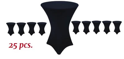 BANQUET TABLES PRO ® 25 Pack 30 x 42 Black Stretch Spandex Highboy Table Cover -Bulk Case Wholesale
