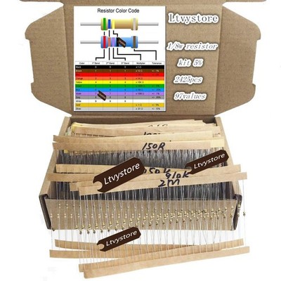 2425pcs 97 Values 1 ohm - 1M ohm 1/8W Carbon Film Resistors Assortment Kit As...