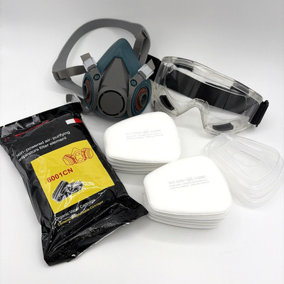 Half Face Respirator Mask Set w/ Safety Goggles Medium Paint Welding PPE