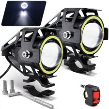 Motorcycle LED Fog Lights U7 Spotlight Daytime Running Lights with White Ange...