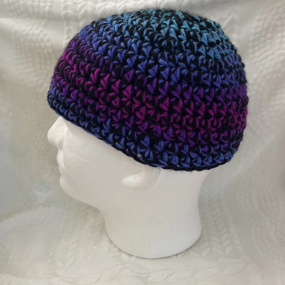 Boné caveira quente grosso de crochê feito à mão adulto - Imagem 3 de 4