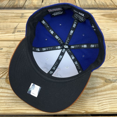 New Era 59FIFTY Durham Bulls MiLB Fitted Hat Size 7 1/2 Blue White Brown - Picture 2 of 7