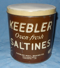 Vintage KEEBLER Saltines Oven-Fresh 1 Lb Tin Can Philadelphia, PA - Made In USA