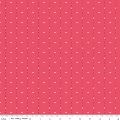 Yard, Pink Heart Stripe Sew In Love Riley Blake $3.99 Ships ANY Amount Of Fabric
