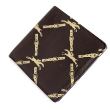 LONGCHAMP Vintage Longchamp Total Horse Print Bi-Fold Leather Wallet