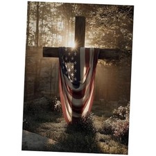 4th of July Diamond Art Kits for Adults, American Flag on Wooden Cross ZB045