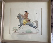 HARRISON BEGAY NAVAJO Horse & Rider Lithograph/Serigrath-NICE FRAME!
