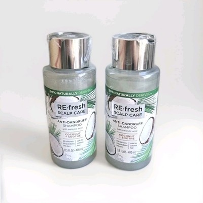 Lot Of 2 RE-Fresh Scalp Care Anti-Dandruff Shampoo Coconut Soothe 13.5 oz, NEW 