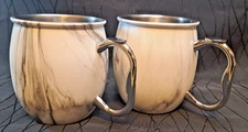 OGGI Faux Marble Stainless Steel Mugs Set of 2 Modern Insulated Cups 4.5"