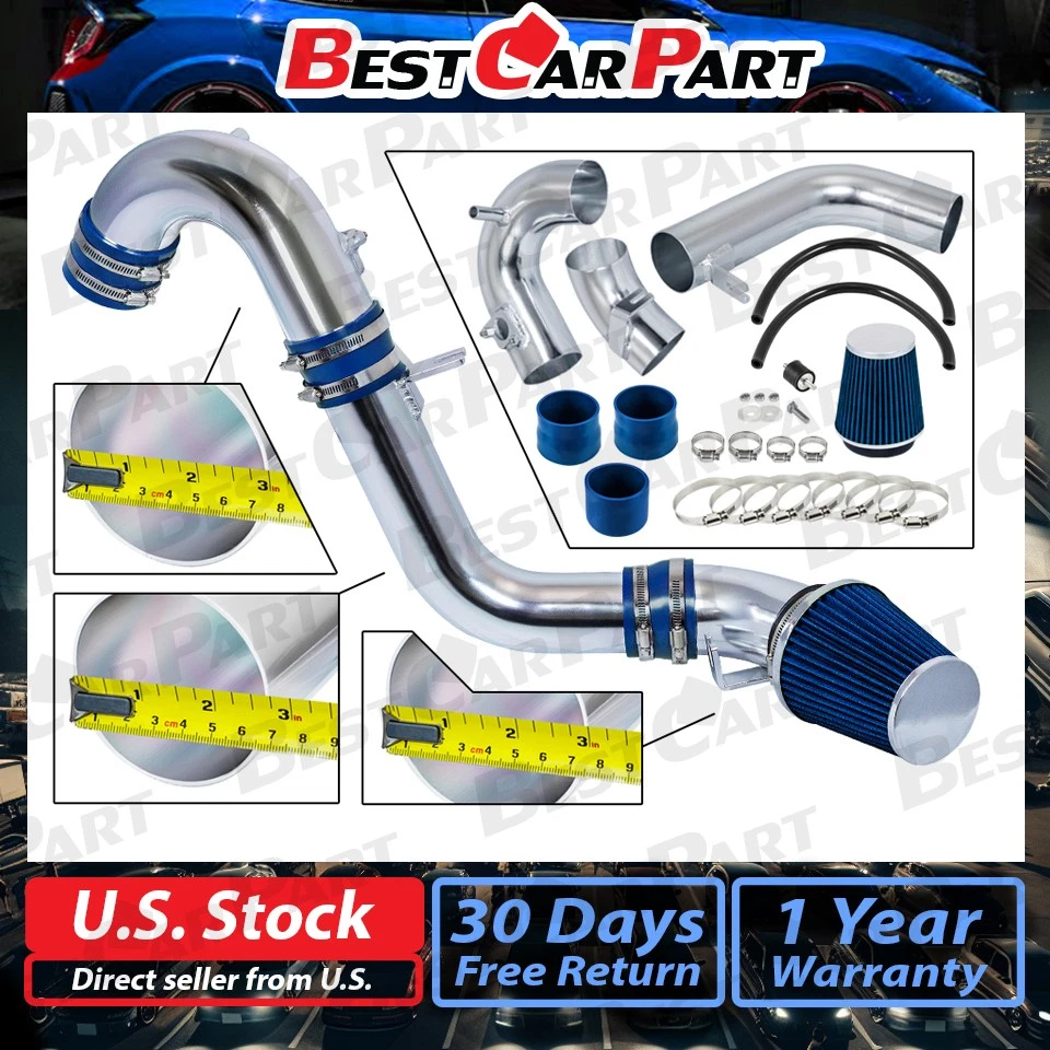 Kit de admisión de aire frío BCP AZUL para Acura 2012-15 Civic Si/ILX 2,4 L L4 + filtro Foto 2 de 4