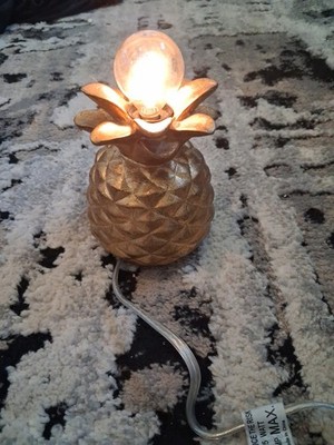 Gold Finished Pineapple Table Lamp Lampstand Light Stand CLEAN! 