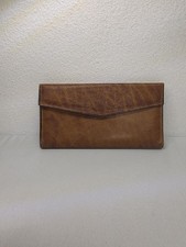 Vintage Brown Leather Clutch Wallet Distressed Genuine Leather Fold Over Purse
