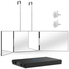 3 Way Mirror for Hair Cutting, Three Way Mirror for Shaver and Makeup, Height...