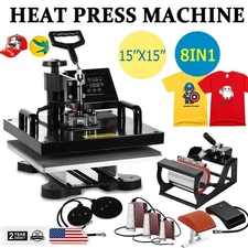 15"x15" 8 in 1 Heat Press Machine Digital Transfer Sublimation T-Shirt Mug Hat