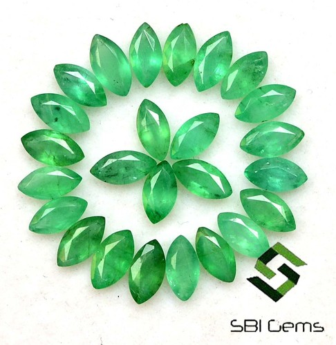 3.33 CTS Natural Emerald Marquise Cut 5x2.50 mm Lot 25 Pcs Untreated Loose Gems - Picture 3 of 5