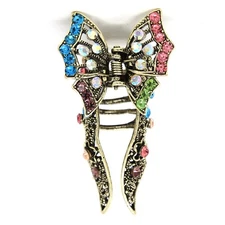 New Metal hair claw jaw rhinestones crystal elegant long tail butterfly design 