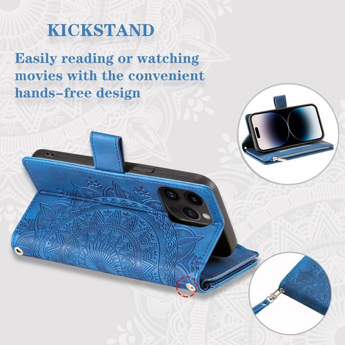 Zipper Strap Totem Wallet Phone Case For iPhone 16 15 14 13 12 11 Pro Max 7 8 SE - Picture 14 of 39