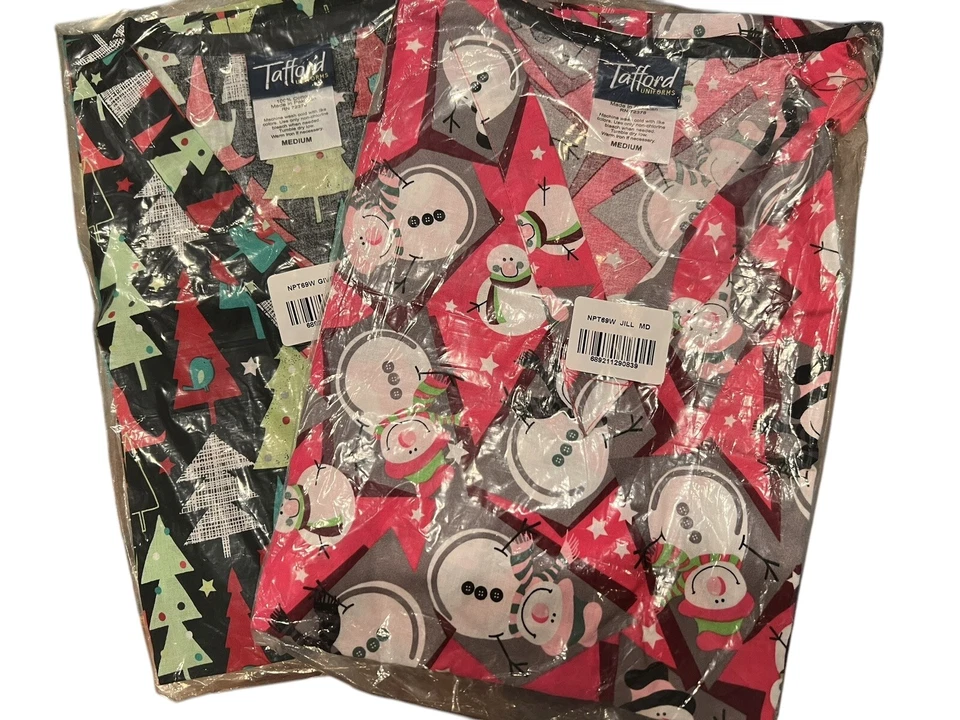 Christmas Scrub Tops Women's Size Medium Lot of 2 Tafford Brand NEW WITH TAGS - Image 3 of 4