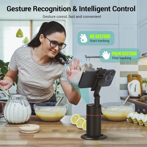 360° Handy Selfie Stick Stativ mit AI Auto Face Tracking Smart Gestensteuerung - Bild 5 von 15