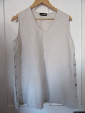 Eva Tralala Linen Laganlook Stone Blouse Top Button Sides Bust 40"