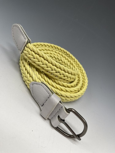 Vintage Fabric Weave Belt Yellow Slim Size 12 Spring 90's - Picture 2 of 7