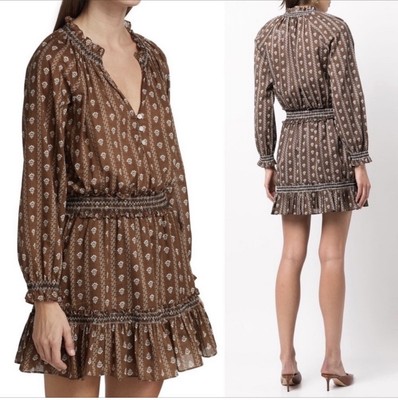 New Veronica Beard Espie Peasant Boho Dress Hazel Multi Medium