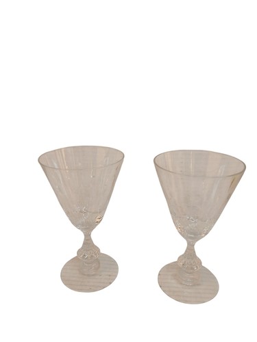 Duncan & Miller Willow 6 inch Crystal Water Goblets Wine Glasses Leaf Cut Barwar - Picture 8 of 8