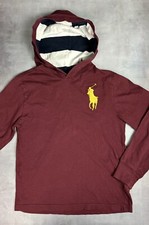 Polo Ralph Lauren Boy Shirt Medium 10-12 Hooded Logo Embroidery Pony 0122