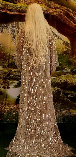 JOSIE Silver White Sequin Crystal Sheer Stretch Tulle Sheath Bridal Wedding Gown - Picture 8 of 11