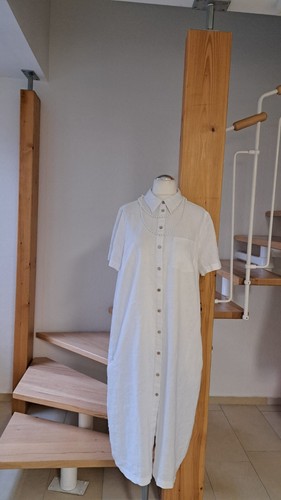 100% Leinen Hemdkleid Sommerkleid Damen weiß 42 - Bild 2 von 7