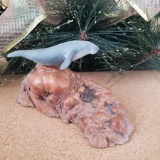 John Perry? Manatee Marine Sculpture Burl Wood Carving Figurine