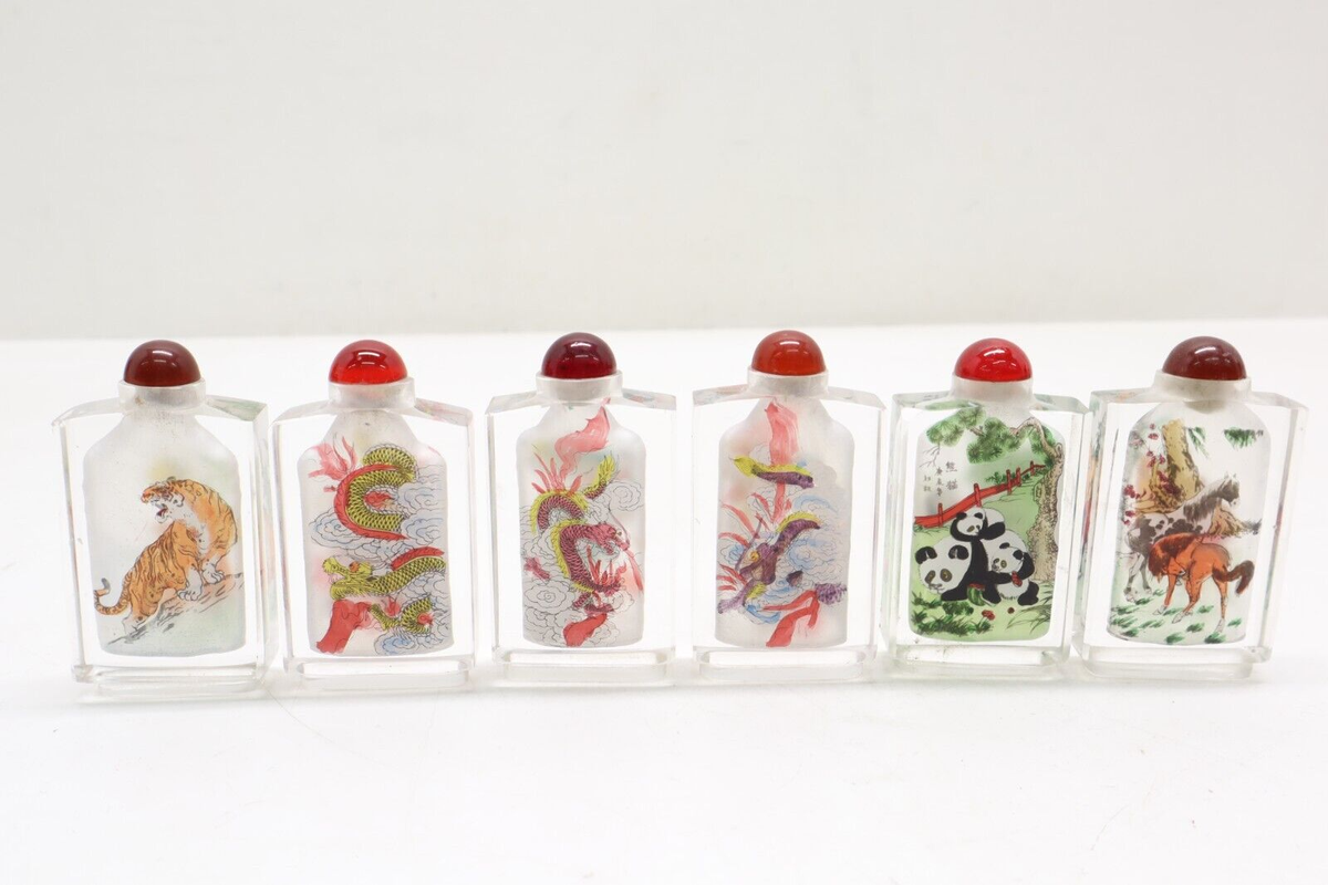 6pc Chinese painted 