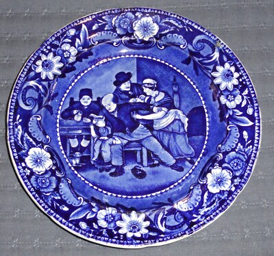 19th C. DR SYNTAX THE VALENTINE WILKIE'S DESIGNS DARK BLUE STAFFORDSHIRE CLEWS