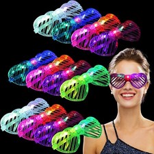 12 LED Glasses Shutter Heart Shape Light Up Shades Glasses Flashing Rave Wedding