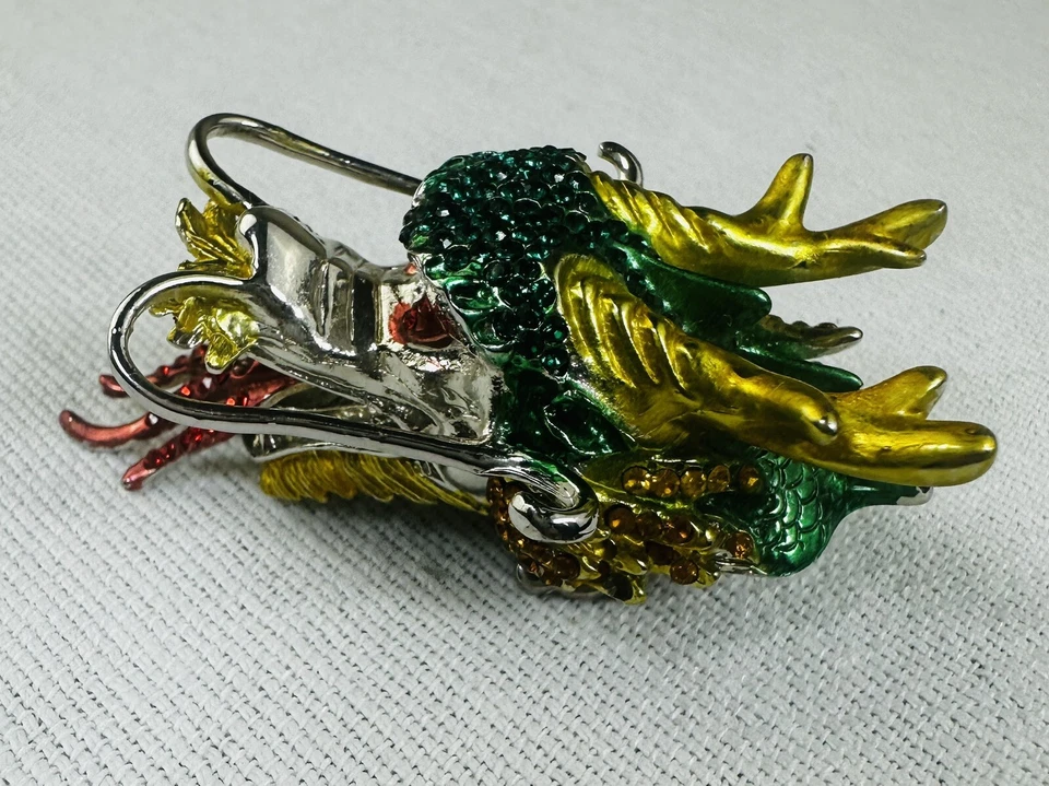 Huge womens Gothic Steel Blue Red Crystal Dragon Expanding Band Ring Retro - Image 2 of 4