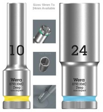 Wera 8790 HMC 1/2" Square Drive Deep Long Hex Sockets, Choose From 10mm To 24mm