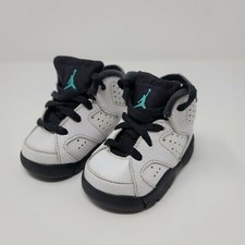 Nike Air Jordan VI 6 Retro BT White/Hyper Jade-Black 384667-122 Toddler SZ 3C