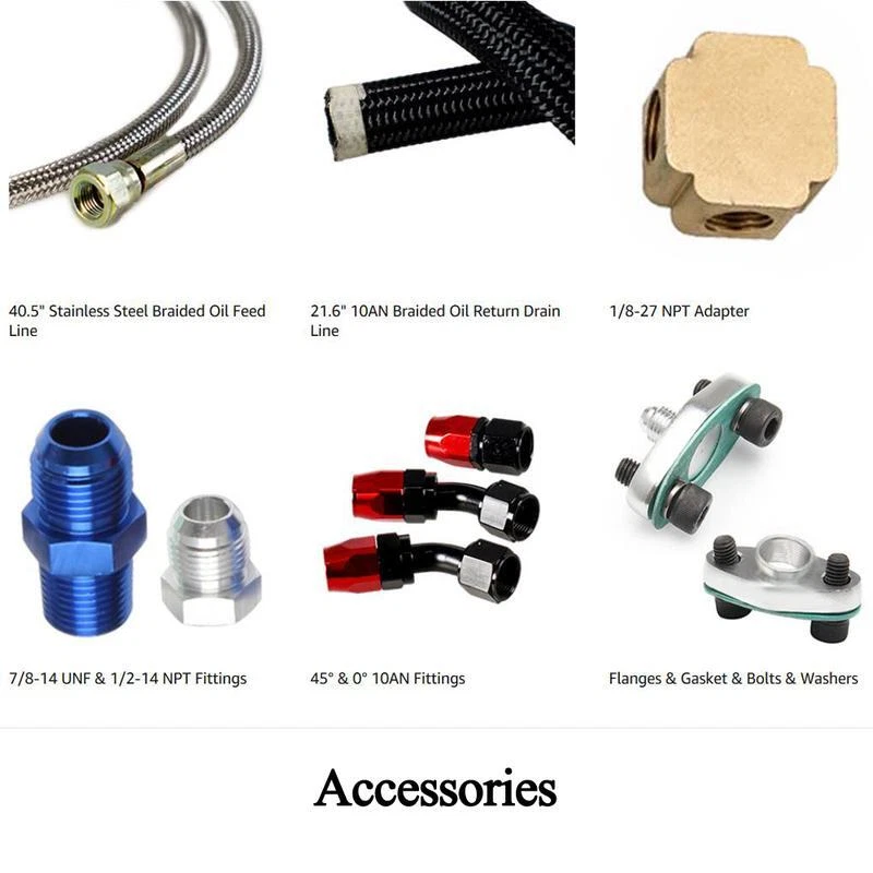 Turbo cargador de coche de EE. UU. línea de drenaje/alimentación de aceite ajuste completo para T3 T4 GT35 T70 T66 Foto 2 de 4