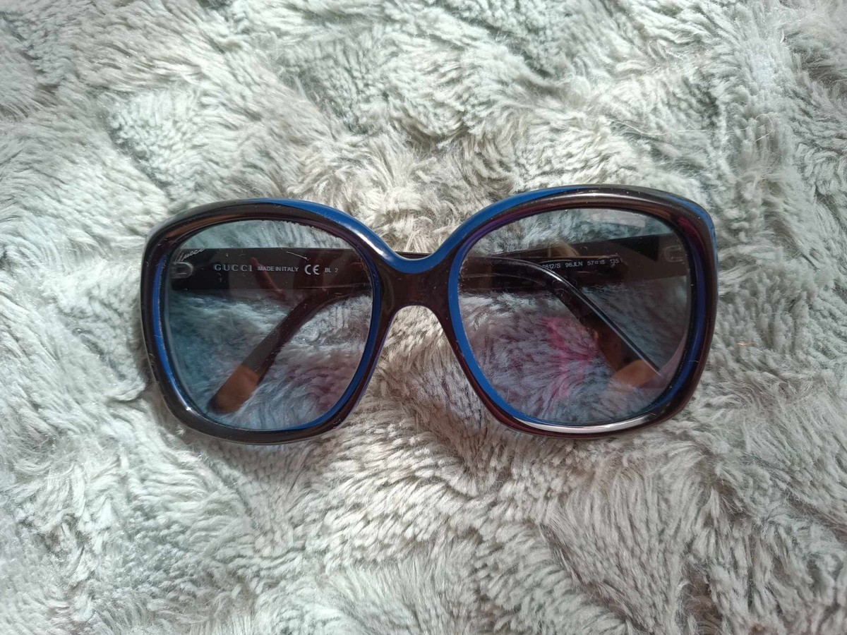 sun glasses women gucci big round y2k blue and black super
