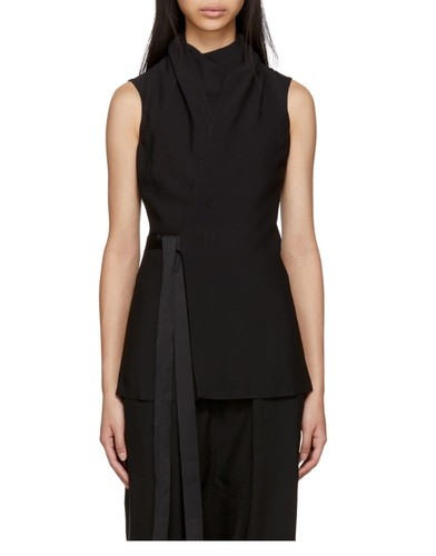 NWT $1280 RICK OWENS Black Wrap Blouse Size IT 44 or US 8 - Picture 5 of 7