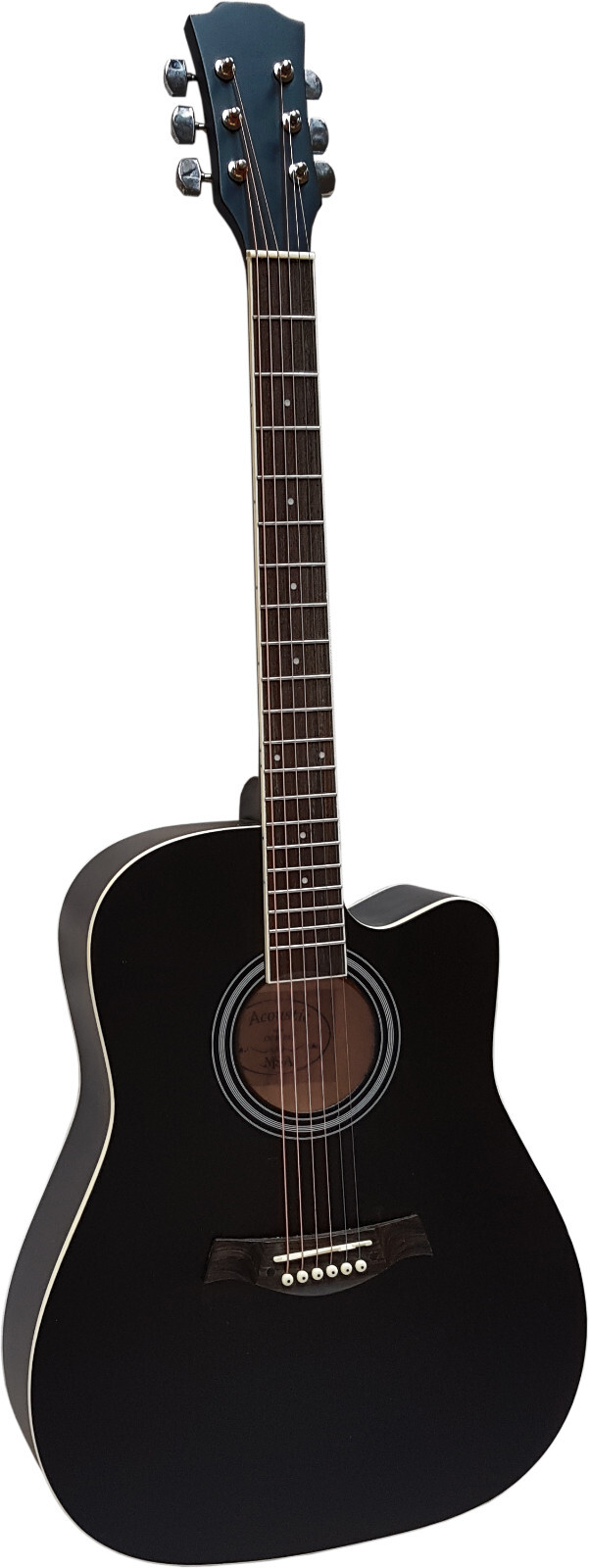 CHITARRA WESTERN 4/4 41" CHITARRA ACUSTICA NERA OPACA SET CUSTODIA ACCORDATORE CORDE foto 2