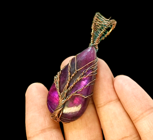 Tree Labradorite Pendant Copper Wire Wrapped Pendant Handmade Copper Jewelry - Picture 2 of 5